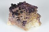 Calcite Crystal Cluster with Purple Fluorite (New Find) - China #177574-1